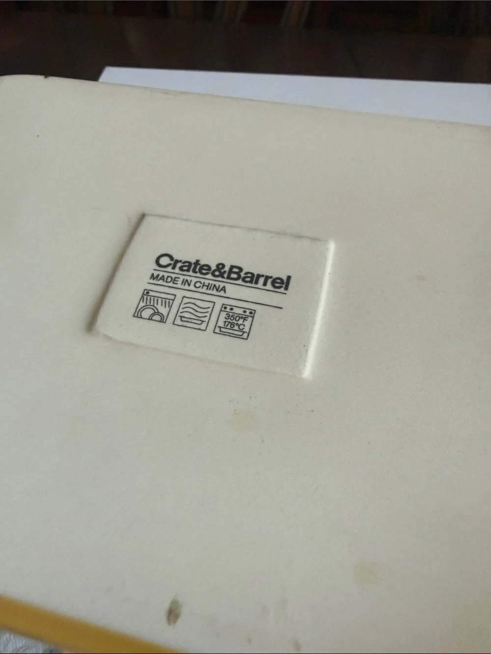 Crate&Barrel Yellow Ceramic Rectangular Baker Casserole dish stoneware